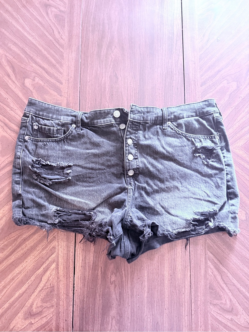 Torrid Black Washed High Rise Distressed Jean Shorts